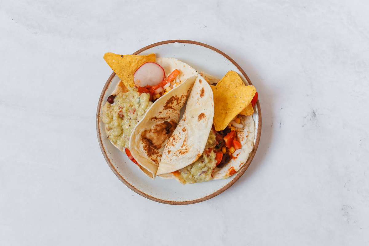 Black Bean Soft Shell Tacos or Burrito
