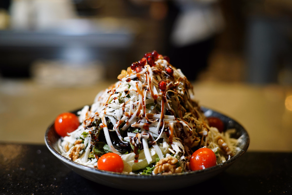 Healthy Chef's Salad with Walnuts and French Dressing