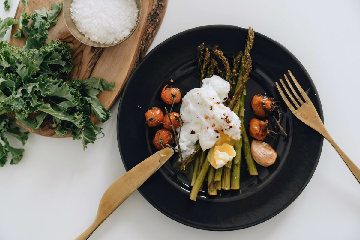 Poached Egg over Mediterranean Kale