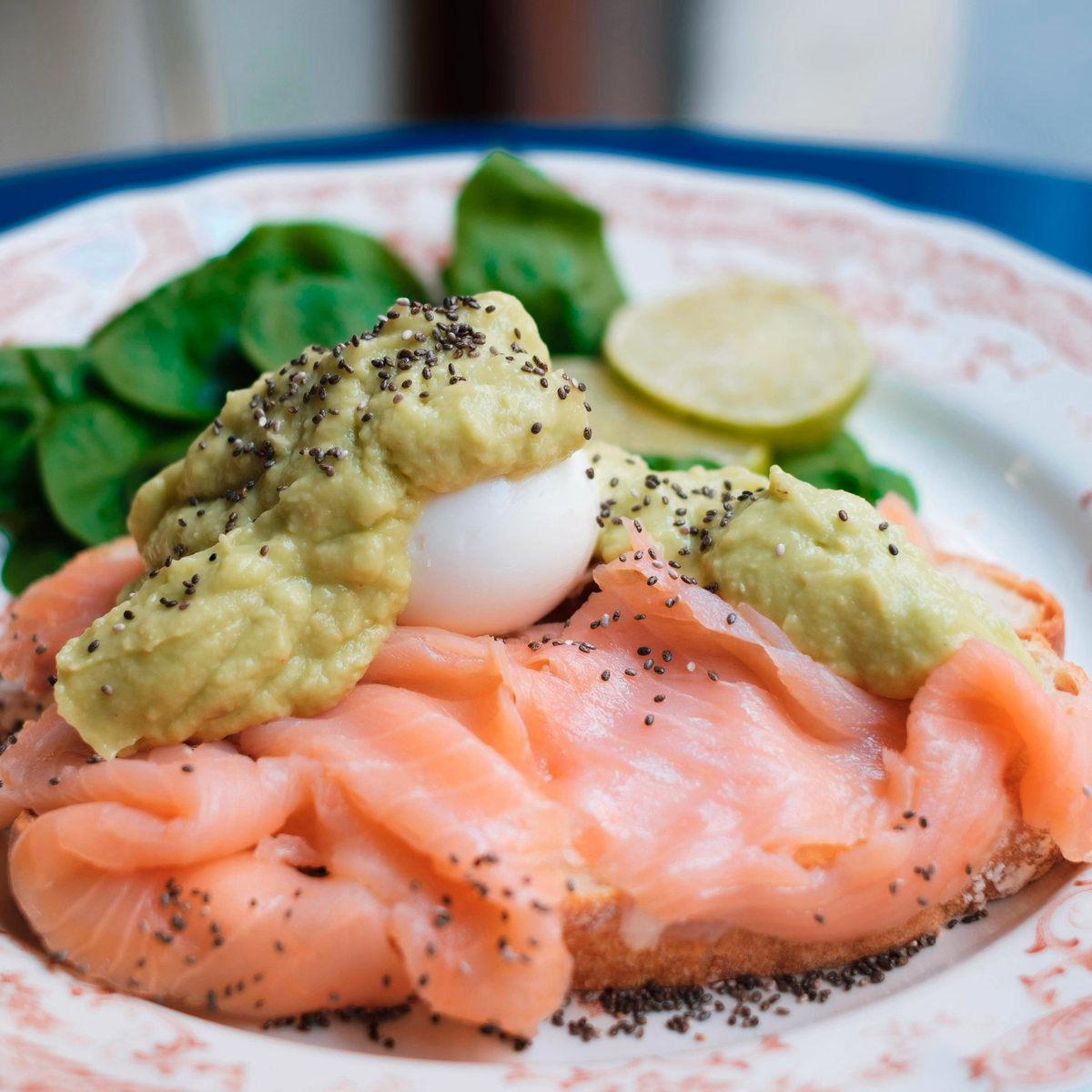 Poached Egg over Spinach topped with sunflower seeds