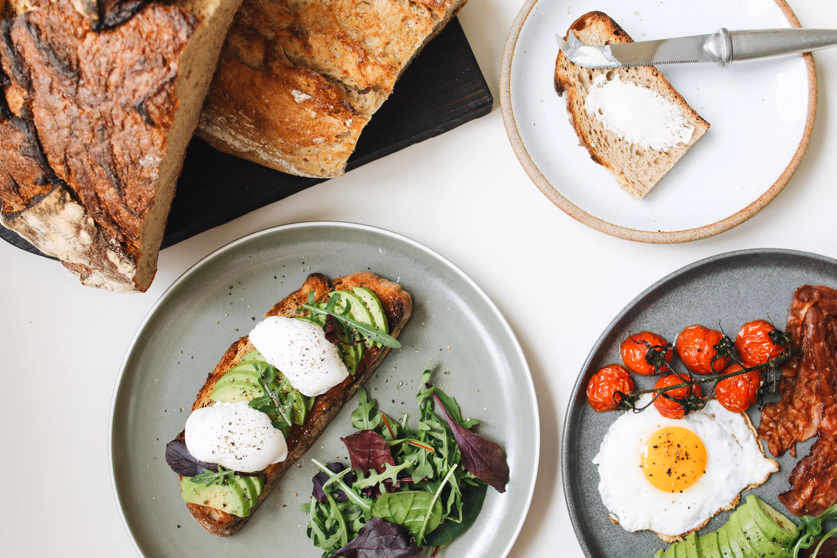 Poached Eggs on Toast with Avocado and Tomato