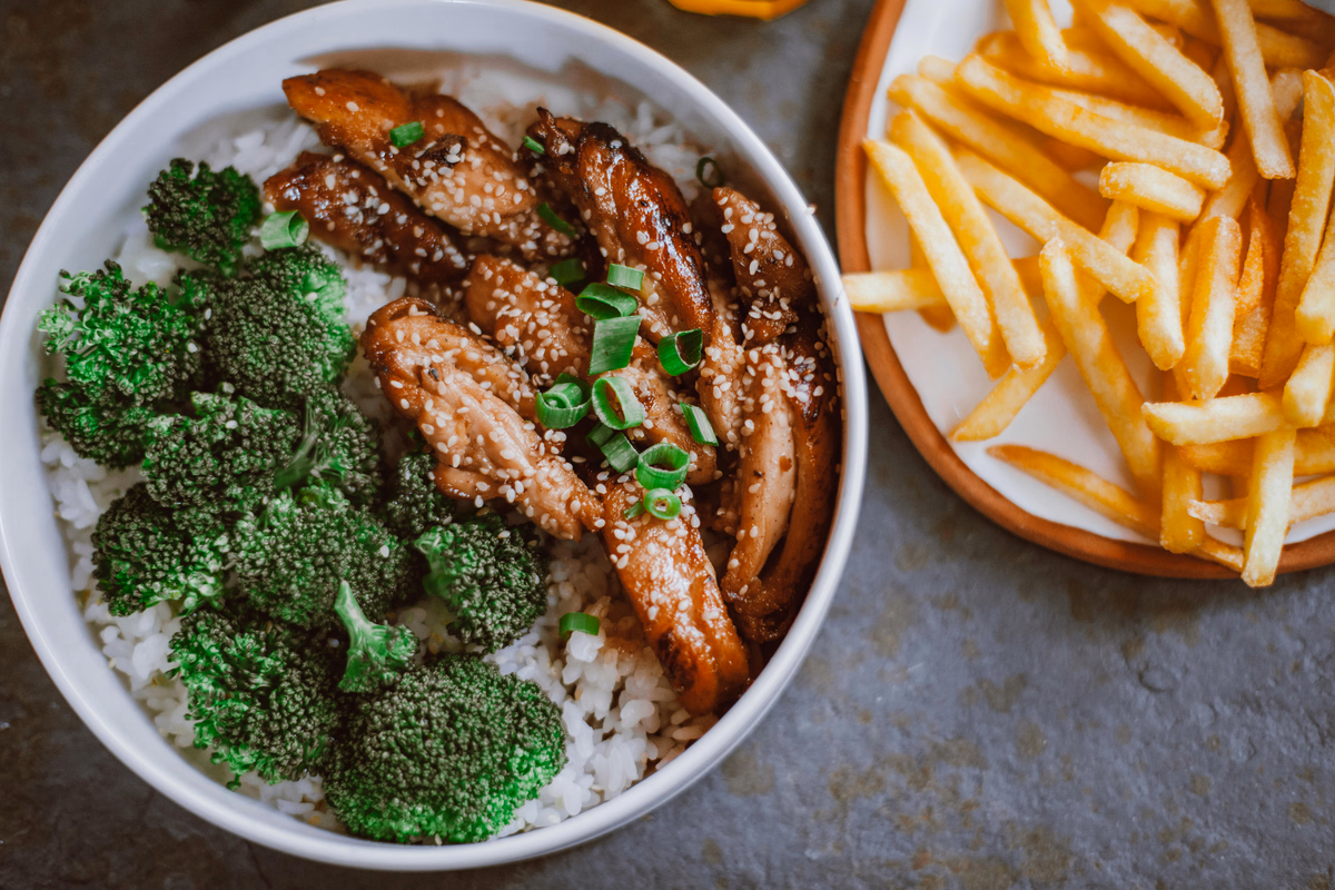 Shiitake Sesame Chicken Rice Bowl