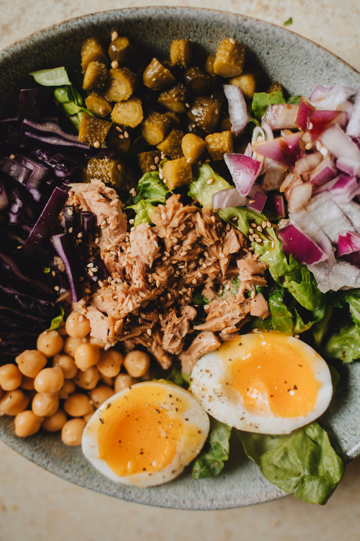 Tuna Crunch Salad with Dijon Dill Dressing